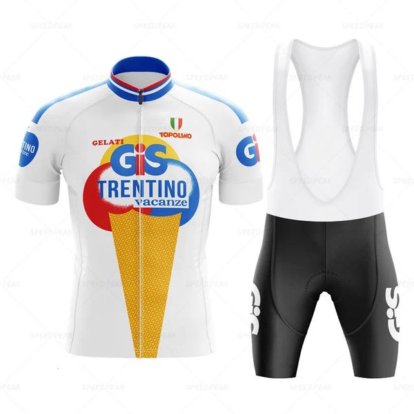 Bisiklet Jersey Setleri CBS Retro Set Klasik Bisiklet Takım Bisiklet Kısa Kollu Erkekler Bib Şort Triatlon Giysileri Por Takım Fabrika Jel 230928