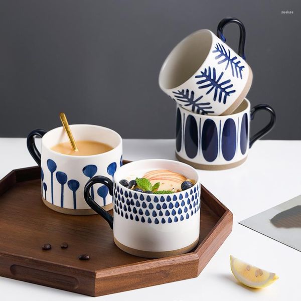 Tassen 15 Unzen Kaffeetasse Handbemalte Keramik 450 ml Große Frühstücksmilchtasse Latte Kawaii Porzellan Tee Kreatives Geschenk