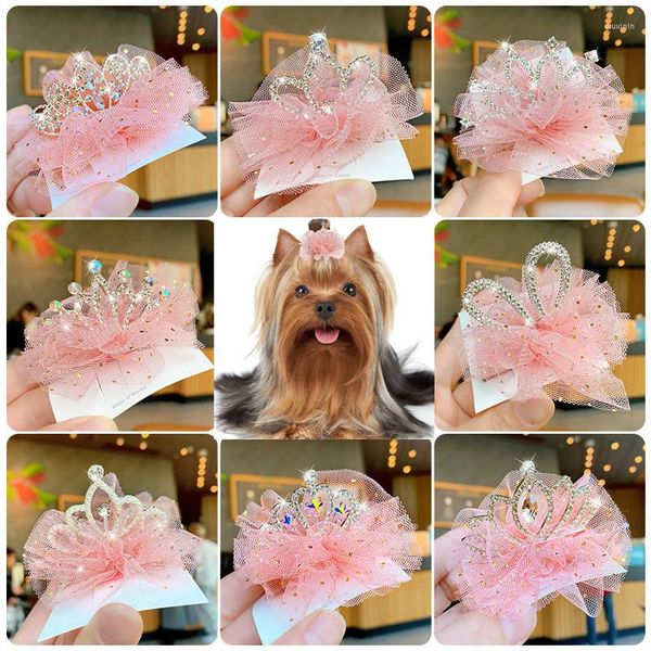 Köpek giyim kedi evcil hayvan saç klipli sevimli dantel prenses taç düğün doğum günü partisi pografi dekorasyon malzemeleri yıl hediye