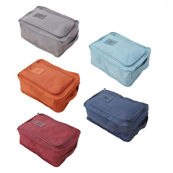 Sacos de armazenamento 5pcs Dobrável Uso Diário Várias Cores Zipper Fechamento Organizador Dupla Camada Embalagem Multifuction Portátil Gym Shoe Bag