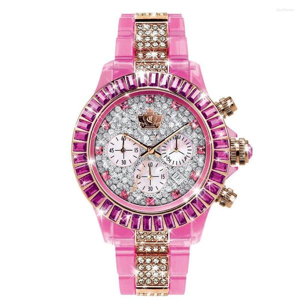 Relógios de pulso Marca Spot Watch Rosa Rhinestone Moda Quartz Movimento Mulheres Meninas