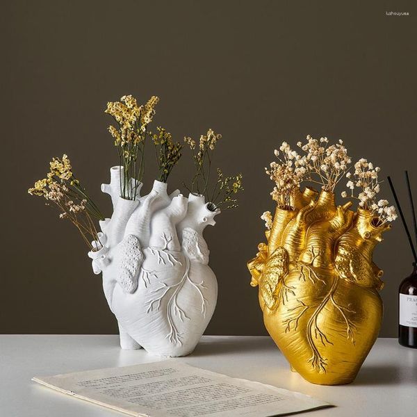 Vasi Vasi da fiori a cuore anatomico in resina nordica Contenitore essiccato a forma di corpo Scultura Desktop Decorazioni per la casa Ornamenti per fiori