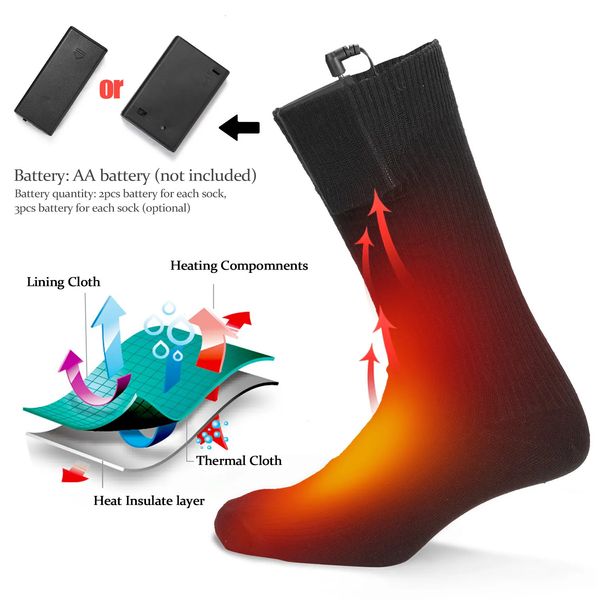 Sportsocken Winter elektrische Heizsocken wiederaufladbar einstellbare Temperatur warme beheizte Socken Fußwärmer Unisex Thermosocken 230928