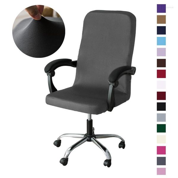 Capas de cadeira elásticas capa de escritório elastano computador jogos cadeiras giratórias assento cor sólida capa de mesa à prova de poeira