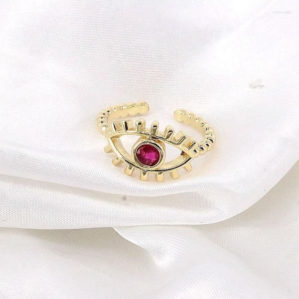 Cluster-Ringe 10 Stück 2023 Minimalistisches türkisches rotes Auge für Frauen Kupfer vergoldet Statement-Schmuck Geschenke