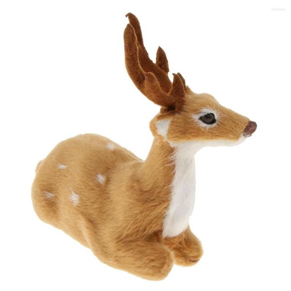 Decorações de Natal Simulação Deitada Sika Veado Rena Elk Modelo Animal Estatueta Decoração de Casa Artes e Ofícios