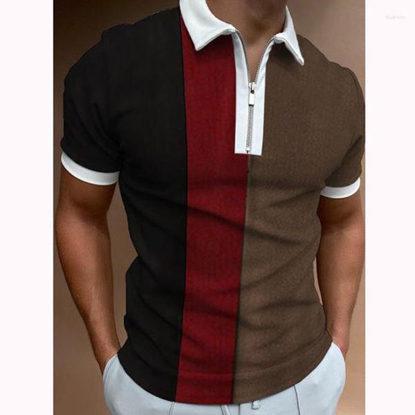 Erkek Polos Yaz 2023 Sıradan Kısa Kollu T-Shirt Fermuar Baskılı Polo Gömlek Moda Top T TOP T ROPA PARA HOMBRES