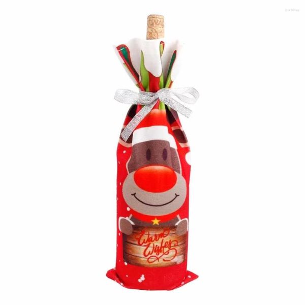 Decorações de natal capa de garrafa de vinho papai noel decoração para casa 2023 ornamentos de natal presentes ano 2024