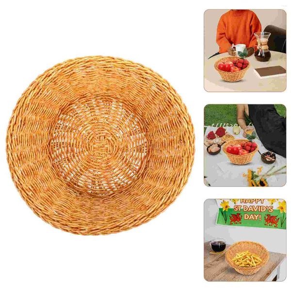 Geschirr Sets 2 Stück Rattan Aufbewahrungskorb Kunststoff Tablett Brot Organizer Lebensmittel Imitation Kleinigkeiten PP Haushaltskörbe