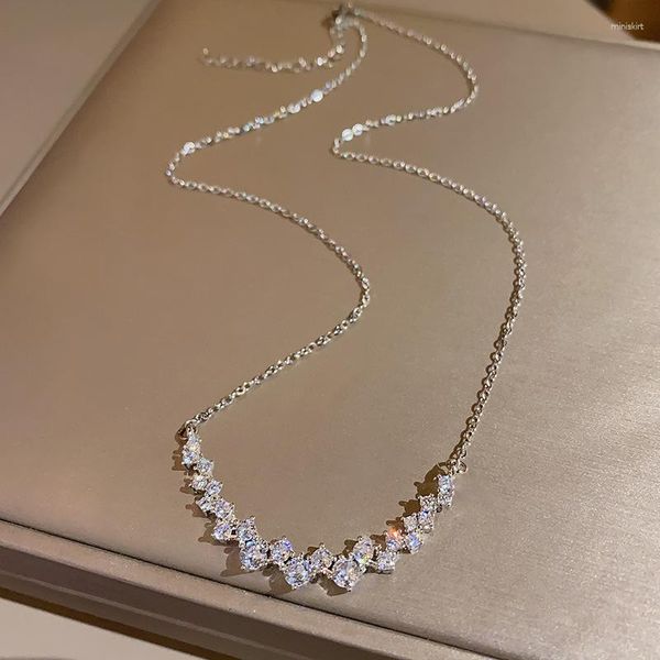 Anhänger Halsketten Schmuck Ordentlich Die Gleiche Exquisite Zirkon Titan Stahl Halskette Für Frauen Licht Luxus Kleine Anzahl Geometrische