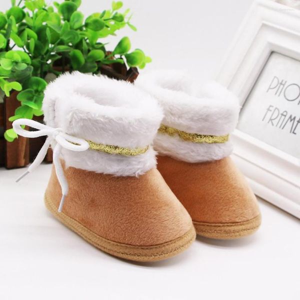 Primeiros caminhantes infantil nascido bebê meninas cashmere pelúcia botas de inverno bandagem sapatos quentes zapatos fille zapatillas chaussure