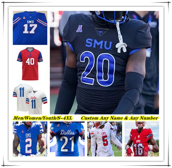 Maglia da calcio Ncaa College SMU Mustangs Preston Stone Jaylan Knighton Eric Dickerson Isaiah Nwokobia Alexander Kilgore Moochie Dixon LJ Johnson Jr Hudson Wilson