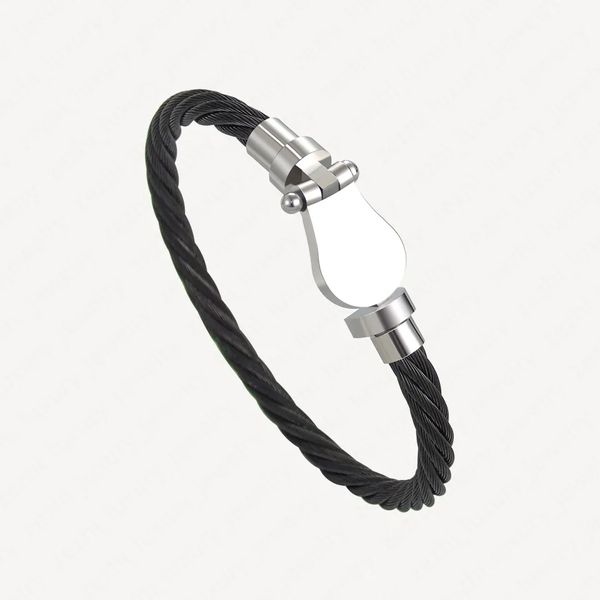 Bracciale moda a ferro di cavallo per uomo donna Braccialetti in filo di acciaio inossidabile placcato oro bianco 18 carati Braccialetti Accessori regalo con gioielli