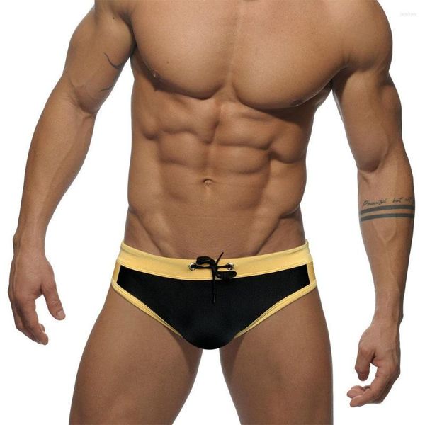 Shorts masculinos wk19 2023 preto amarelo sexy cintura baixa homens swimwear swim briefs biquinis verão apertado maiôs natação praia