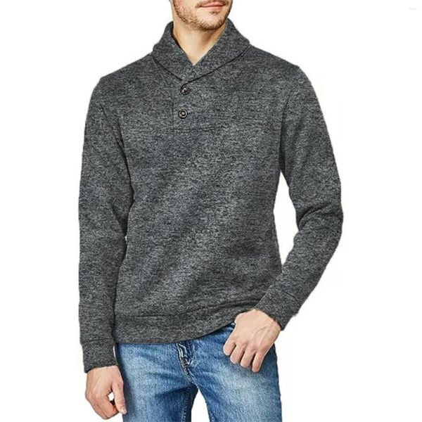 Мужские свитера, осенне-зимняя толстовка с капюшоном, пуловер на пуговицах, водолазка, вязаная толстовка, свитер с длинными рукавами, пальто, сплошной цвет, тонкая куртка