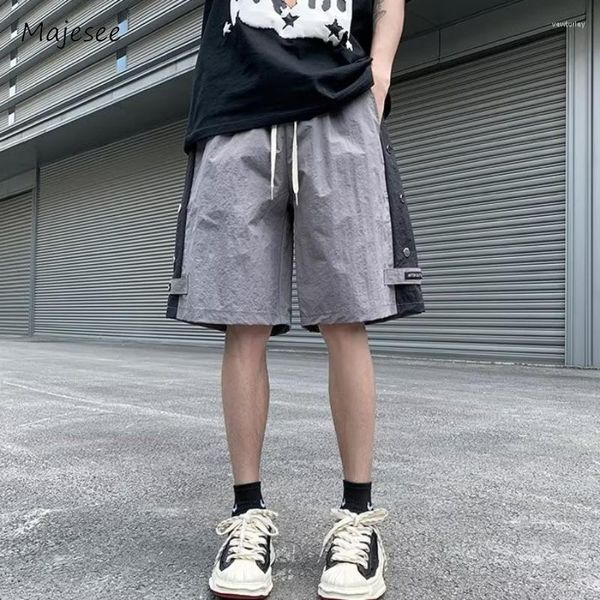 Shorts masculinos listra lateral contraste cor estilo japonês solto streetwear elegante adolescentes acolhedor hipster minimalista verão all-match