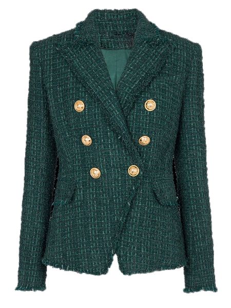 919 XXL 2023 Milano Runway Autunno capispalla da donna Cappotto a maniche lunghe bavero Collo Cappotto Bottone Verde Tweed Abiti moda Donna oalaidi