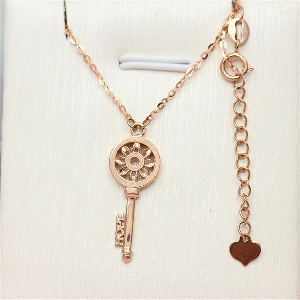 Anhänger Halsketten Russland 585 Lila Gold Damen Produkt Exquisiter Schlüssel Vereinfachte Koreanische Ausgabe Überzogen 14K Rose Bunt Ne