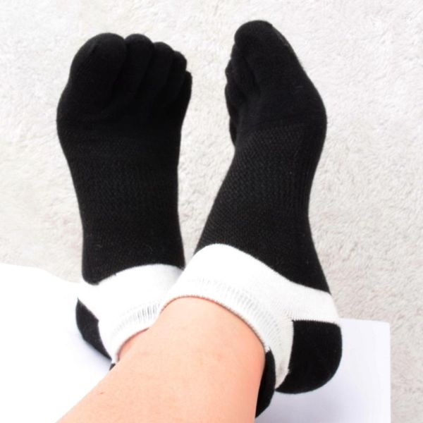Meias masculinas confortáveis cinco dedos do pé algodão treinador correndo dedo esportes meias úteis respirável moda durável