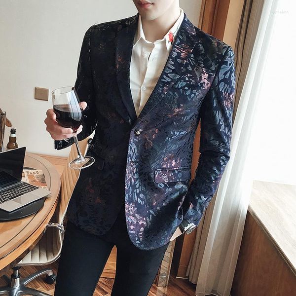 Abiti da uomo Boutique Moda Affari Dimagrimento Tendenza Spettacolo Abito Stile britannico Gentiluomo Tempo libero Stampa Blazer da sposa ufficiale