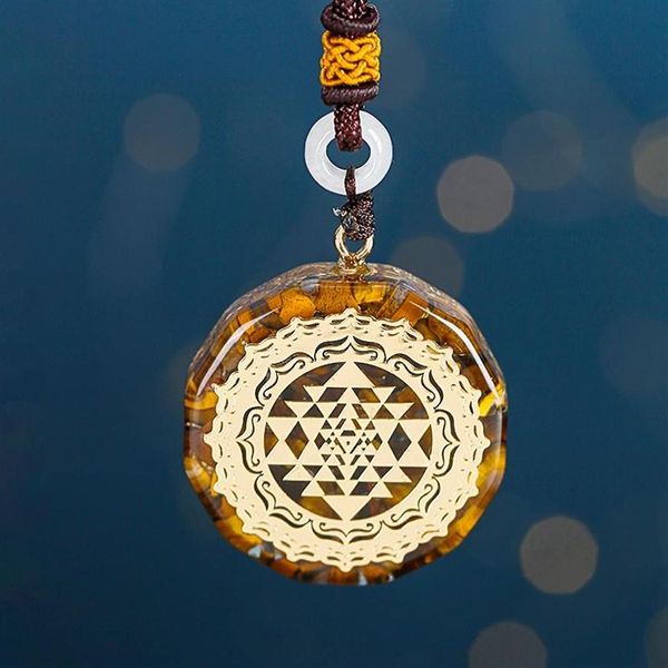 Orgonit Halskette Sri Yantra Anhänger Heilige Geometrie Tigerauge Energie Für Frauen Männer Schmuck Necklaces178B