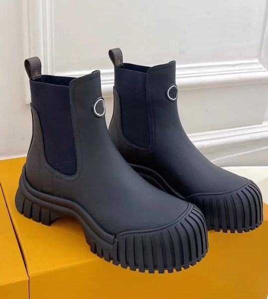 Com caixa de inverno marca feminina rubi martin botas de couro de bezerro chelsea botas robustas sola de borracha leve senhora tornozelo bota festa casamento conforto andando EU35-42