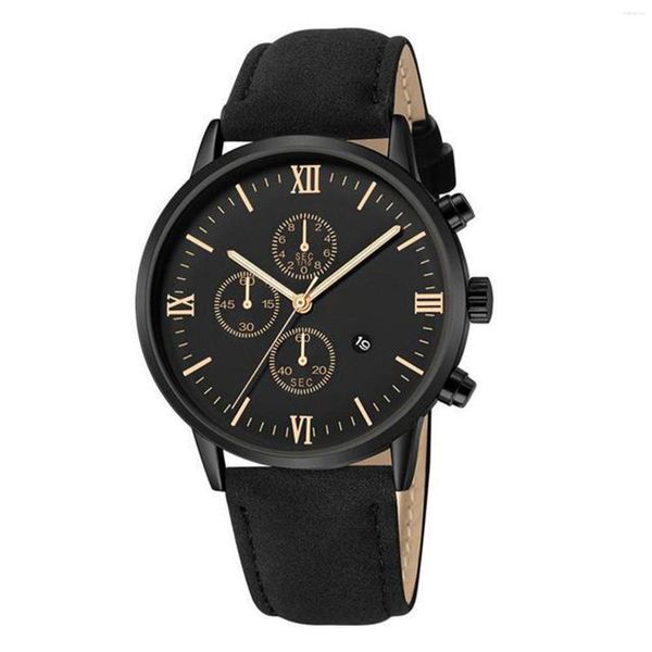 Armbanduhr Männer Analog Quarz Bewegung Watch Lederarmband Band Geschenk für Vater Mann Freund