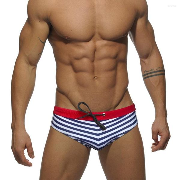 Erkek Şort WK78 STRIPE Sıkı Seksi Düşük Bel Erkekler Mayo Yüzme Brifing Bikinis Havuzu Eşcinsel Mysuits Surf Yüzme Mayoları