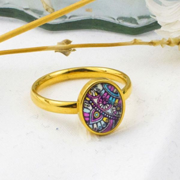 Anéis de casamento design de luxo flor padrão casal para mulheres homens romântico aço inoxidável noivado jóias decorações de natal 2023