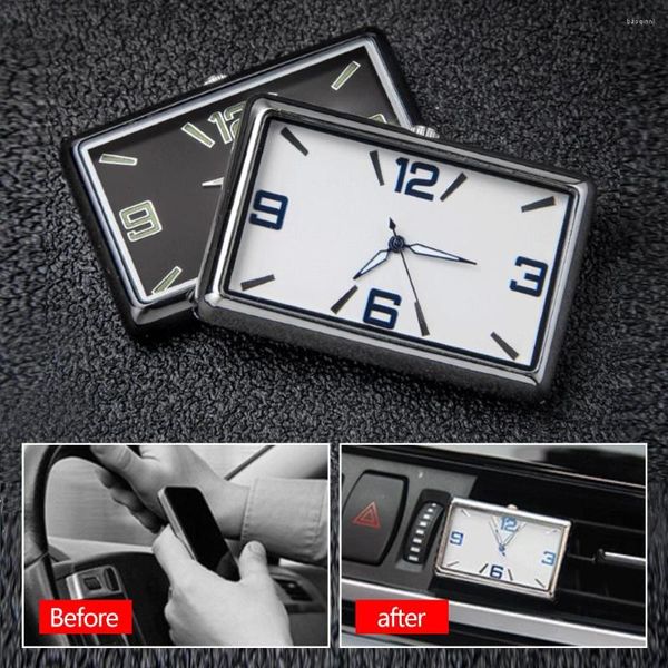 Relógios de mesa Mini Quartz Analog Watch Universal Car Relógio Air Vent Preciso Interior Stick On