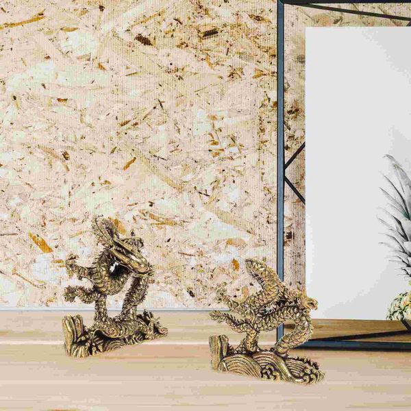 Decorazioni da giardino Decorazione di animali in rame Statua di drago in metallo Ornamento Statue artigianali in miniatura Statuetta vintage Artigianato per ufficio