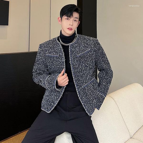 Jaquetas masculinas syuhgfa cardigan outono inverno denimn casaco temperamento versátil tops moda estilo coreano elgance masculino