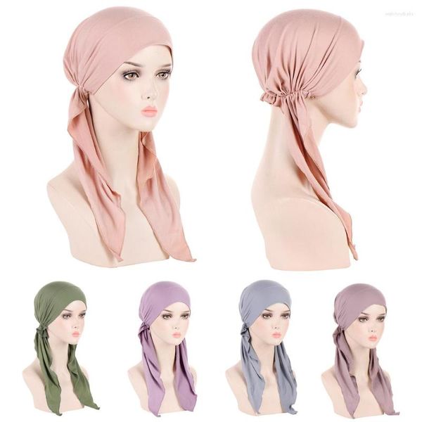 Sciarpe Estate Donna Testa Cofano Coda lunga Cappello Hijab musulmano Cappello da donna Sciarpa elastica Cappelli a tesa larga Interno avvolgente Curvo