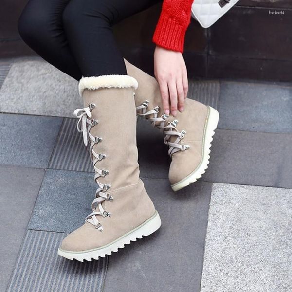 Stiefel 2023 Winter Frauen Plüsch Wram Spitze Up Baumwolle Schuhe frauen Schnee Dicke Sohle Ankel Botas Mujer