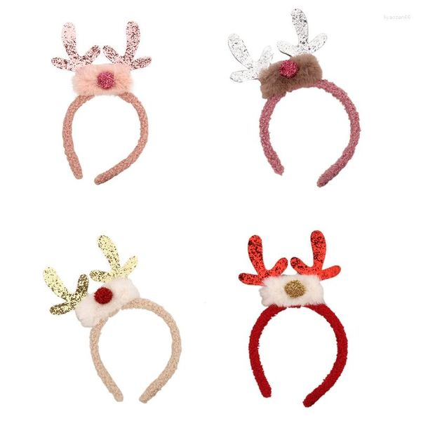 Атрибуты для вечеринок 2023, красочные повязки на голову с рогами оленя, повязка на голову с рождественскими рогами, плюшевая повязка на голову с оленями, Хэллоуин, Рождественский год, волосы