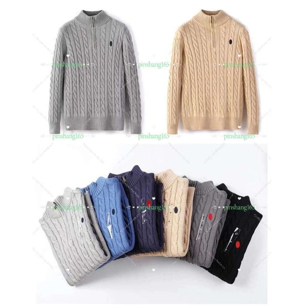 Erkek Tasarımcı Polo Sweater Fleece Ralphs Gömlek Kalın Yarım Fermuar Yüksek Boyun Sıcak Külot İnce Örgü Örgü Lauren Jumpers Küçük At Marka Pamuk Sweatshirt231