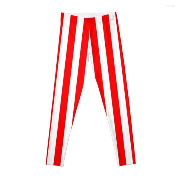 Aktif Pantolon Kırmızı ve Beyaz Dikey Çizgiler Taytlar Kadınlar için Sweatpants Fitness Giyim