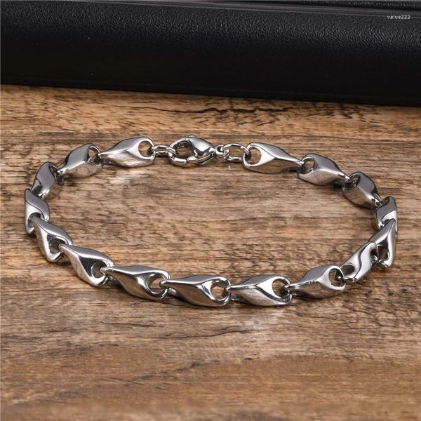 Link Armbänder Modyle 6,4 mm breite Kette für Männer Punk Vintage Silber Farbe Edelstahl Ketten Armband Hochzeit Schmuck Geschenk