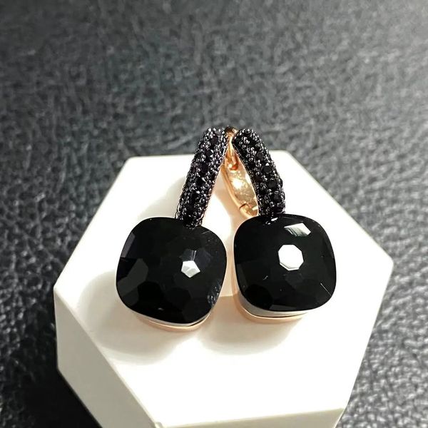 Классические серьги-гвоздики 10,6 мм, черные серьги-пусеты с покрытием для женщин, серьги-капли с аметистом, черным ониксом, карамельные квадратные серьги с кристаллами, подарок 230928
