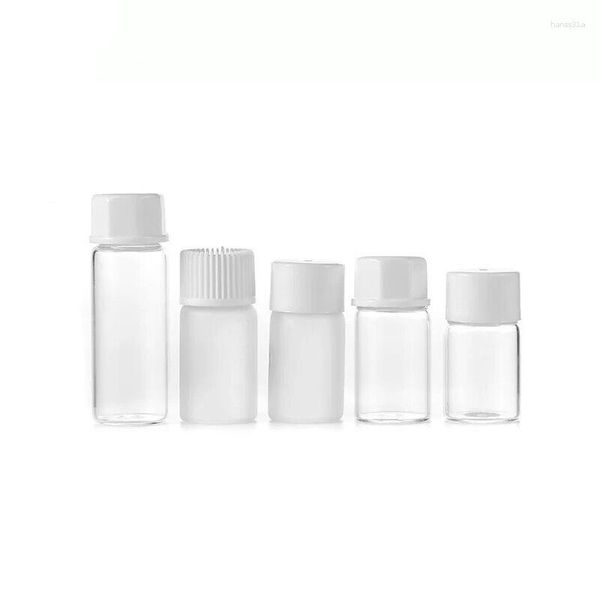 Garrafas 10pcs vendem 1ml 2ml 3ml 5ml frascos de vidro transparente pequeno mini frasco de óleo essencial com redutor de orifício e tampa