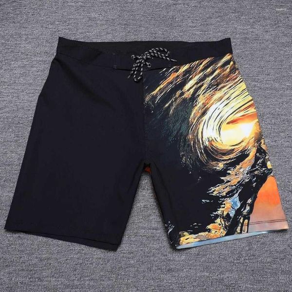 Shorts masculinos marca boardshorts preto bermuda de secagem rápida troncos de natação elastano à prova dwaterproof água calças de surf praia e878