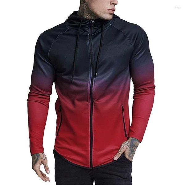 Männer Jacken 2024 Männer Herbst Frühling Jacke Gradienten Druck Design Mann Mode Hoodies Casual Mit Kapuze Mäntel Große Größe S-5XL