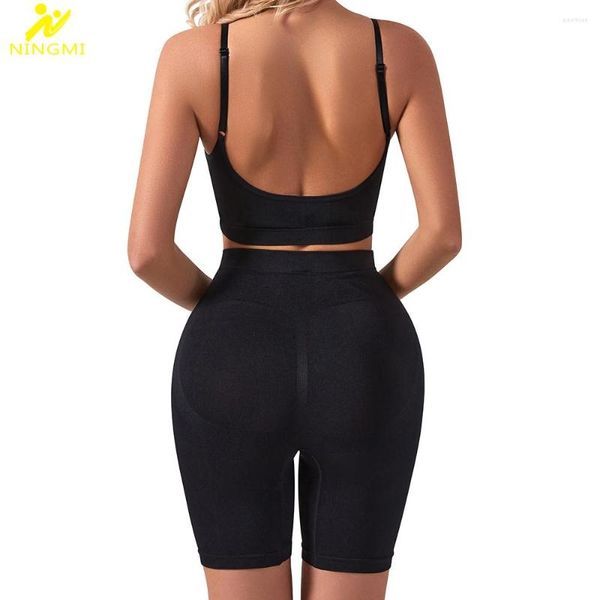 Homens Body Shapers Ningmi Yoga Suits Seamless Support Sportswear Crop Gym Lingerie Cintura Alta Shaper Shorts Invisible Jogging Bras Sports