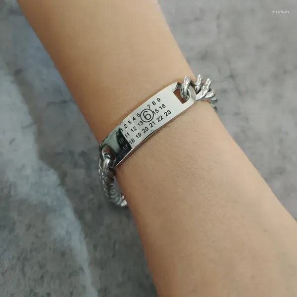 Bracelets à maillons pour hommes et femmes, MM6 MARGIELA Paris, numéro de tombe, Logo, chaîne en acier titane, bijoux de fête pour Club d'affaires