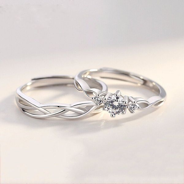 Anel de casal versão coreana do amor entusiasmado abertura anel de casamento homens e mulheres anel de par de diamante anel banhado a prata fabricante atacado
