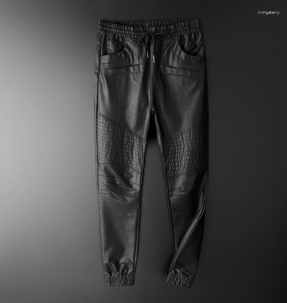 Мужские брюки Pantalon Cuero из искусственной кожи, мужские водонепроницаемые маслостойкие модные мотоциклетные брюки из искусственной кожи для мужчин, индивидуальные весенне-осенние брюки