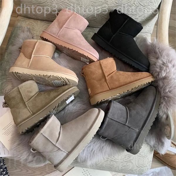 Klassische Designer-Ultra-Mini-Stiefel, Schneestiefel, Plattform, kurze Damenstiefel, Pelz, Schaffell, Tazz, Kastanie, australische Winter-Knöchelhausschuhe