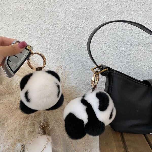 Schlüsselanhänger, pelziger Kunstpelz-Schlüsselanhänger für Damen und Herren, niedlicher reizender Panda-Tier-Schlüsselanhänger, Schlüsselanhänger, Halter, Taschenanhänger, Schmuck, Geschenk