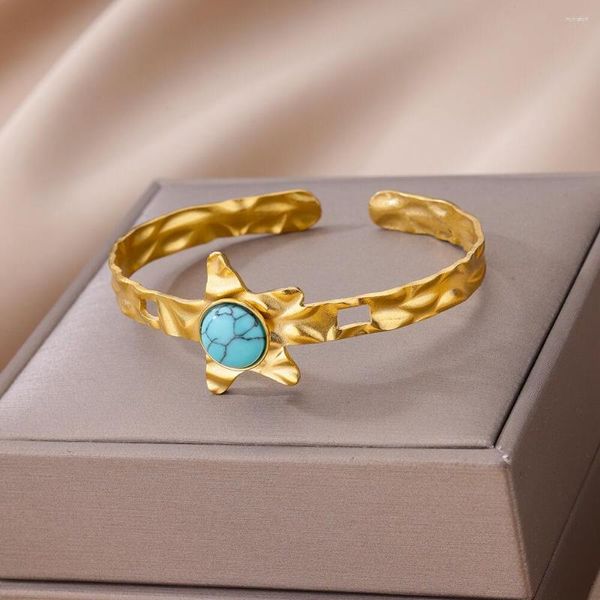 Pulseira de aço inoxidável pulseira para mulheres natural opala pedra pulseiras 2023 tendência em femme luxo casal jóias estéticas pulseras