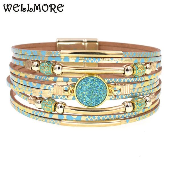 Armreif WELLMORE Damen Armbänder Böhmen Mode Wickelarmband Leder für Damen Schmuck Großhandel 230928